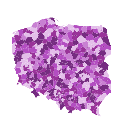 Mapa polski z podziałem na gminy